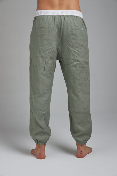 LINEN JOGGERS - OLIVE