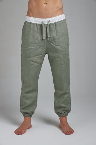 LINEN JOGGERS - OLIVE