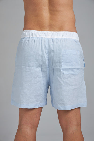 LINEN SHORT - PALE BLUE