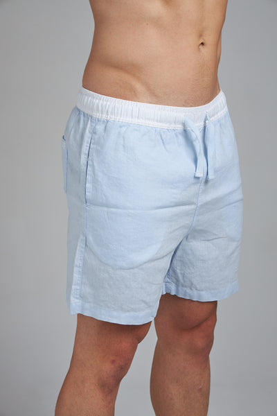 LINEN SHORT - PALE BLUE