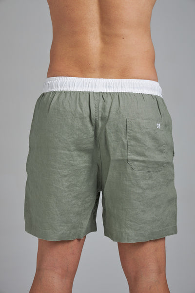 LINEN SHORTS - OLIVE