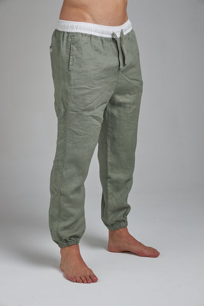 LINEN JOGGERS - OLIVE